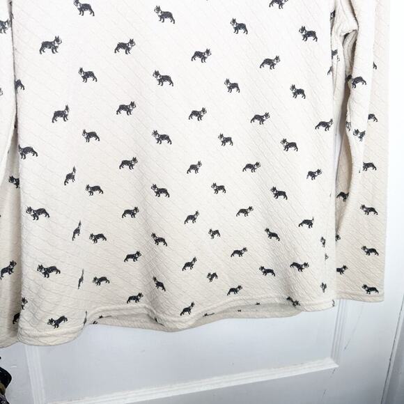 Art and Soul Dog Animal Print Long Sleeve Top Shirt Size Medium Exposed Back Zip - Picture 2 of 9